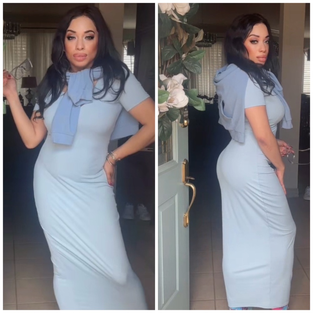 Light Blue Bodycon Maxi Dress